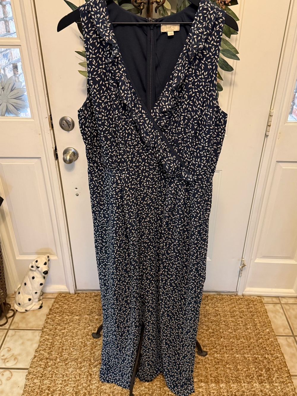 Loft Leaf Print Lightweight Flowy Wide Leg Sleeveless Jumpsuit 1 Piece 12